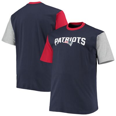 Men's Navy/Red New England Patriots Big & Tall Colorblocked T-Shirt