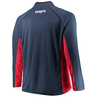 Veste raglan à fermeture éclair quart de tour en polyester bleu marine/rouge New England Patriots pour homme grande taille