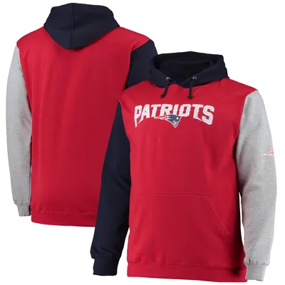 New England Patriots Big & Tall Pullover Hoodie - Navy/Red