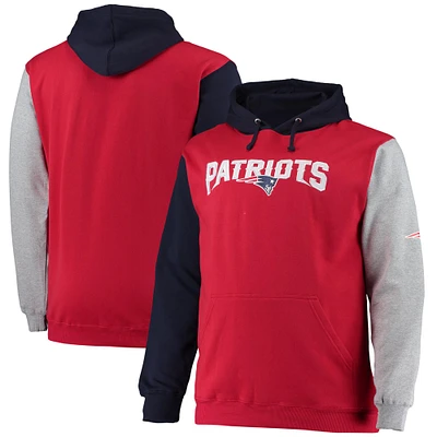 Sweat à capuche pour hommes, bleu marine/rouge, New England Patriots Big & Tall