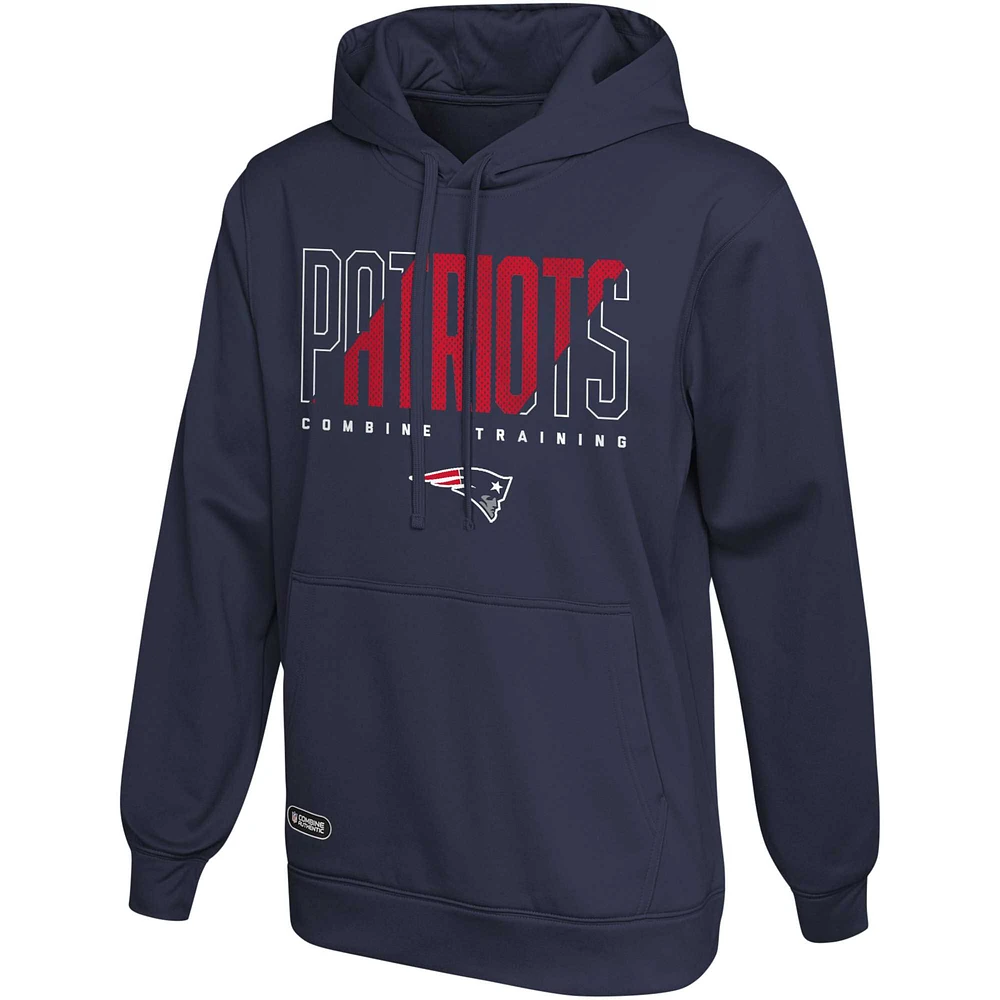 Sweat à capuche authentique pour hommes des New England Patriots Backfield Combine bleu marine