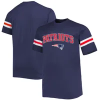 Men's Navy New England Patriots Big & Tall Arm Stripe T-Shirt