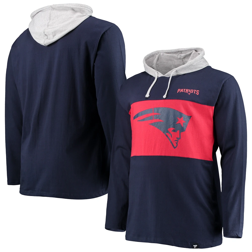 Men's Navy New England Patriots Big & Tall Logo Hoodie Long Sleeve T-Shirt