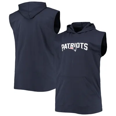 New England Patriots Big & Tall Muscle Sleeveless Pullover Hoodie - Navy