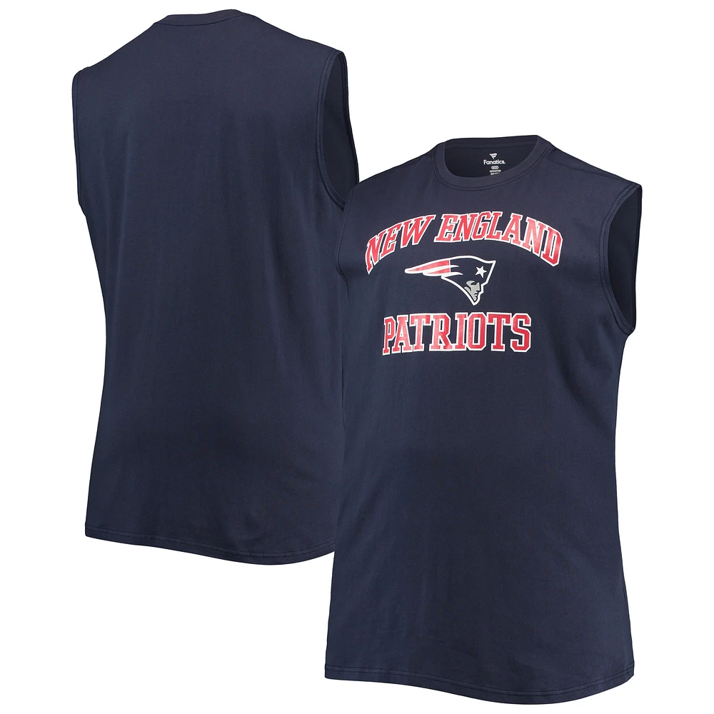 Men's Navy New England Patriots Big & Tall Muscle Tank Top