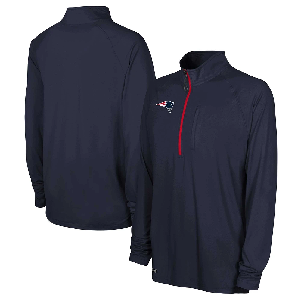 Haut bleu marine à quart de zip raglan authentique des New England Patriots Combine pour hommes