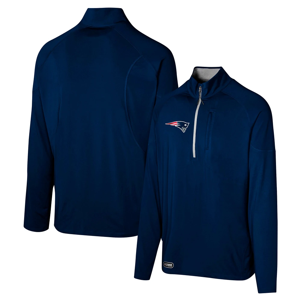 Haut bleu marine à quart de zip Grind Iron des New England Patriots pour hommes