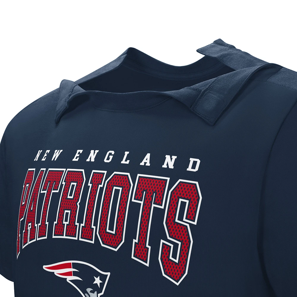 T-shirt adaptatif bleu marine de l'équipe locale des New England Patriots pour hommes