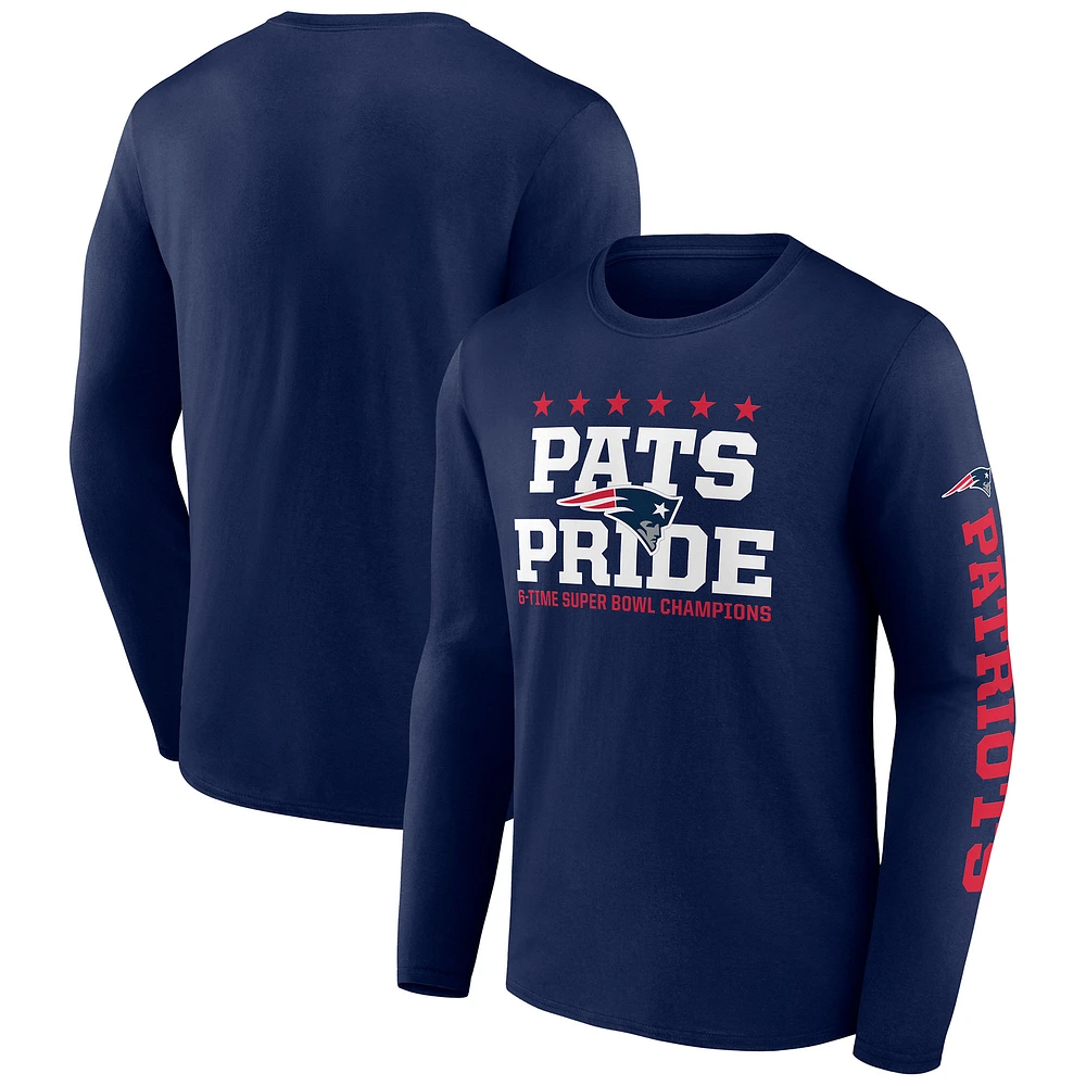 Men's Navy New England Patriots Hometown Collection Sweep Long Sleeve T-Shirt