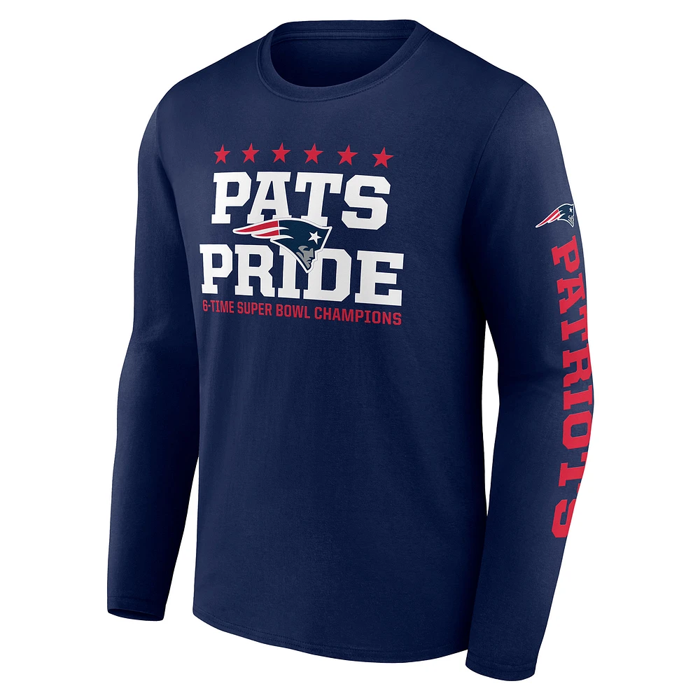 Men's Navy New England Patriots Hometown Collection Sweep Long Sleeve T-Shirt