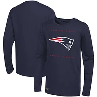 T-shirt bleu marine à manches longues pour hommes des New England Patriots Side Drill