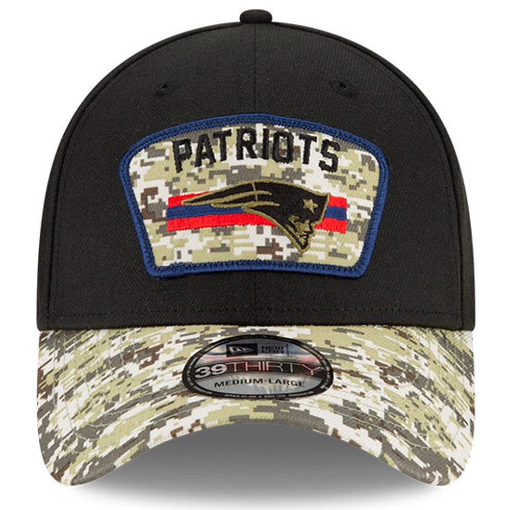 Casquette New Era Noir/Camo England Patriots 2021 Salute To Service 39THIRTY Flex pour homme