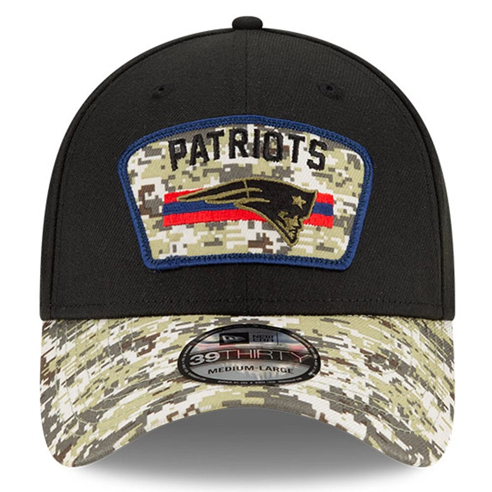 Men's New Era Black/Camo England Patriots 2021 Salute To Service - 39THIRTY Flex Hat