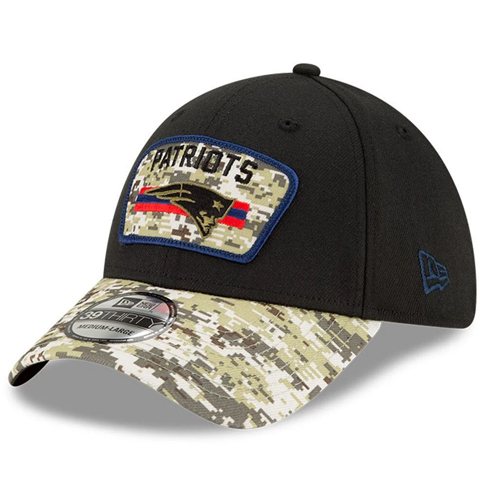 Men's New Era Black/Camo England Patriots 2021 Salute To Service - 39THIRTY Flex Hat