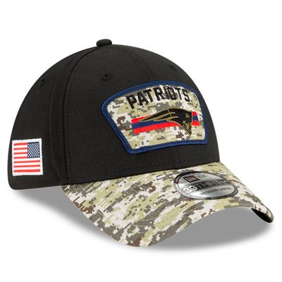 Men's New Era Black/Camo England Patriots 2021 Salute To Service - 39THIRTY Flex Hat