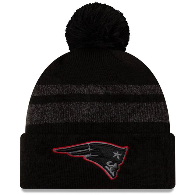 Bonnet en tricot à revers New Era New England Patriots Dispatch pour hommes avec pompon noir