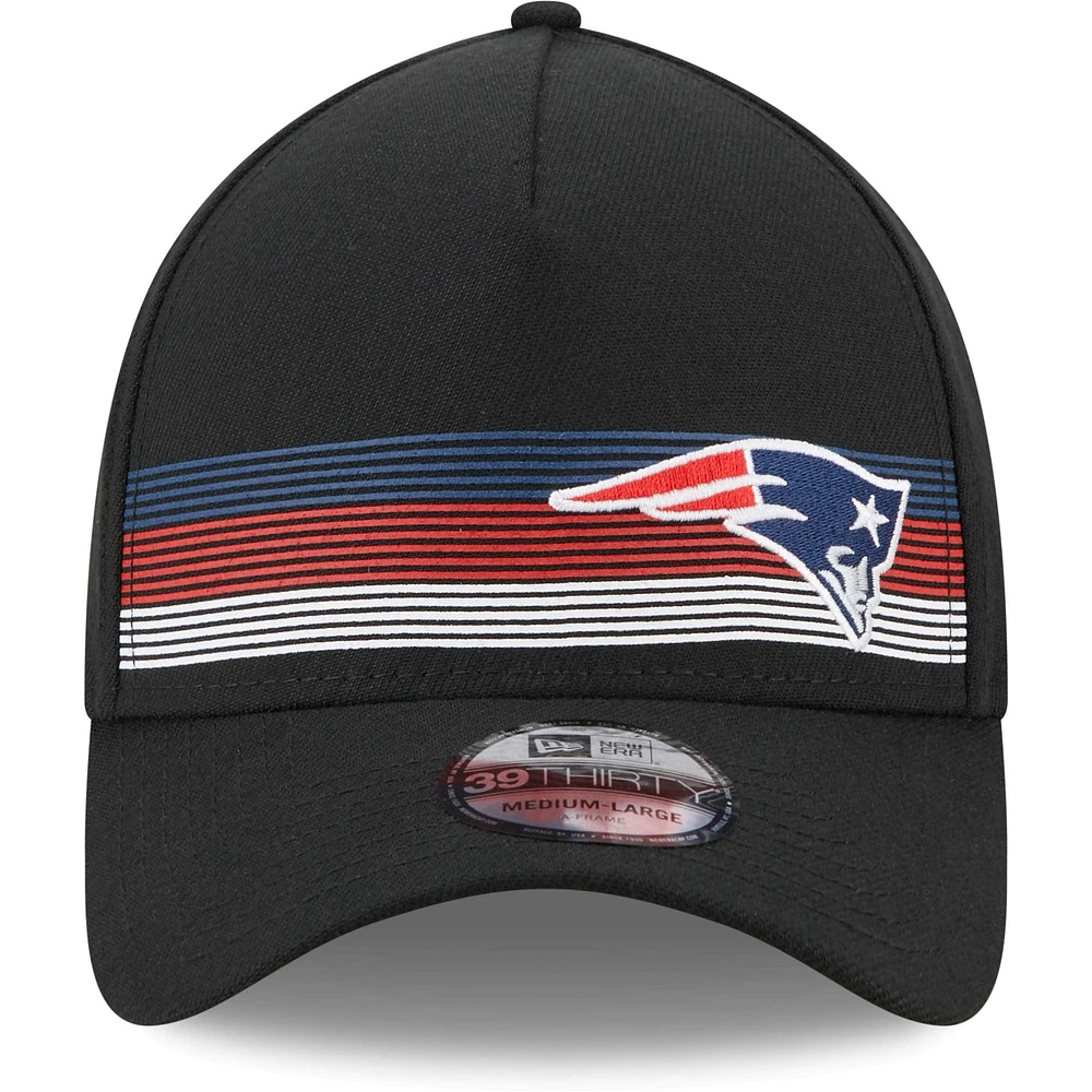 Casquette flexible 39THIRTY noire à rayures impeccables des New England Patriots Era pour hommes