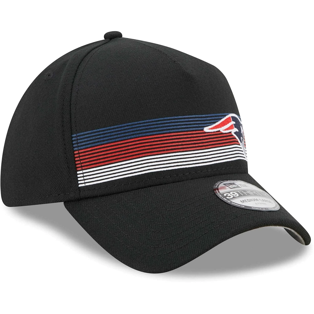 Casquette flexible 39THIRTY noire à rayures impeccables des New England Patriots Era pour hommes