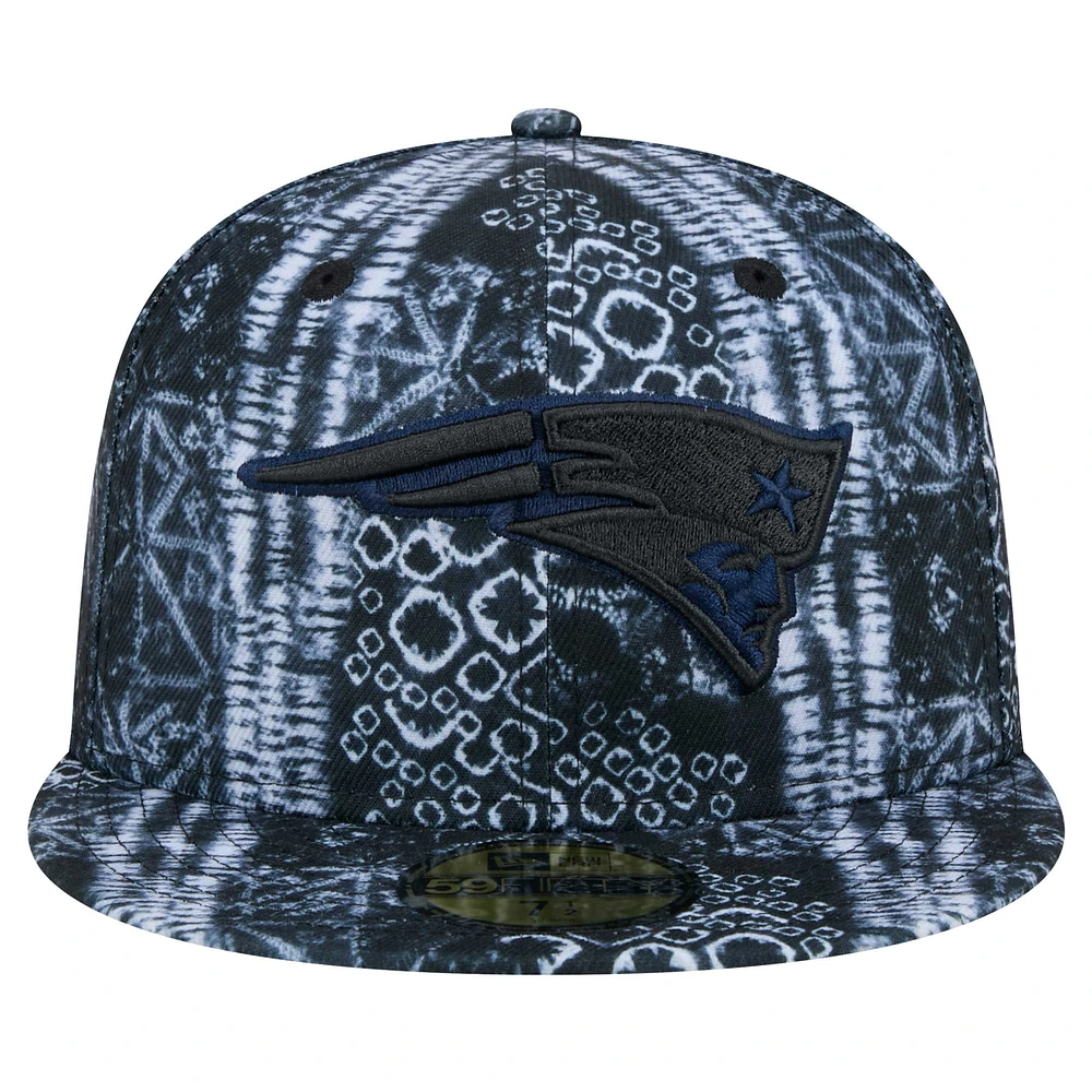 Men's New Era Black England Patriots Shibori 59FIFTY Fitted Hat