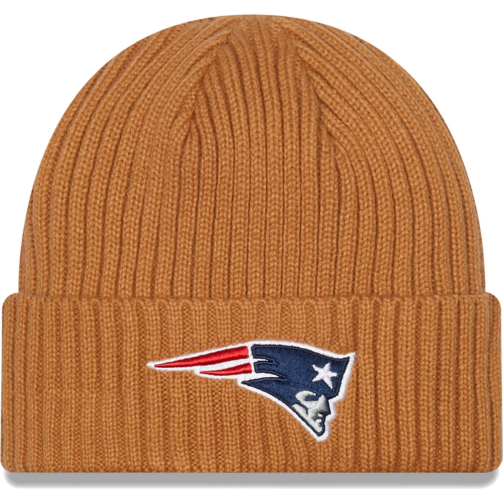 Bonnet en tricot à revers New Era marron New England Patriots Core Classic pour hommes