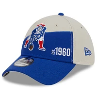 Casquette Flex Line Historic 39THIRTY Sideline New Era pour homme, crème/royal England Patriots 2023