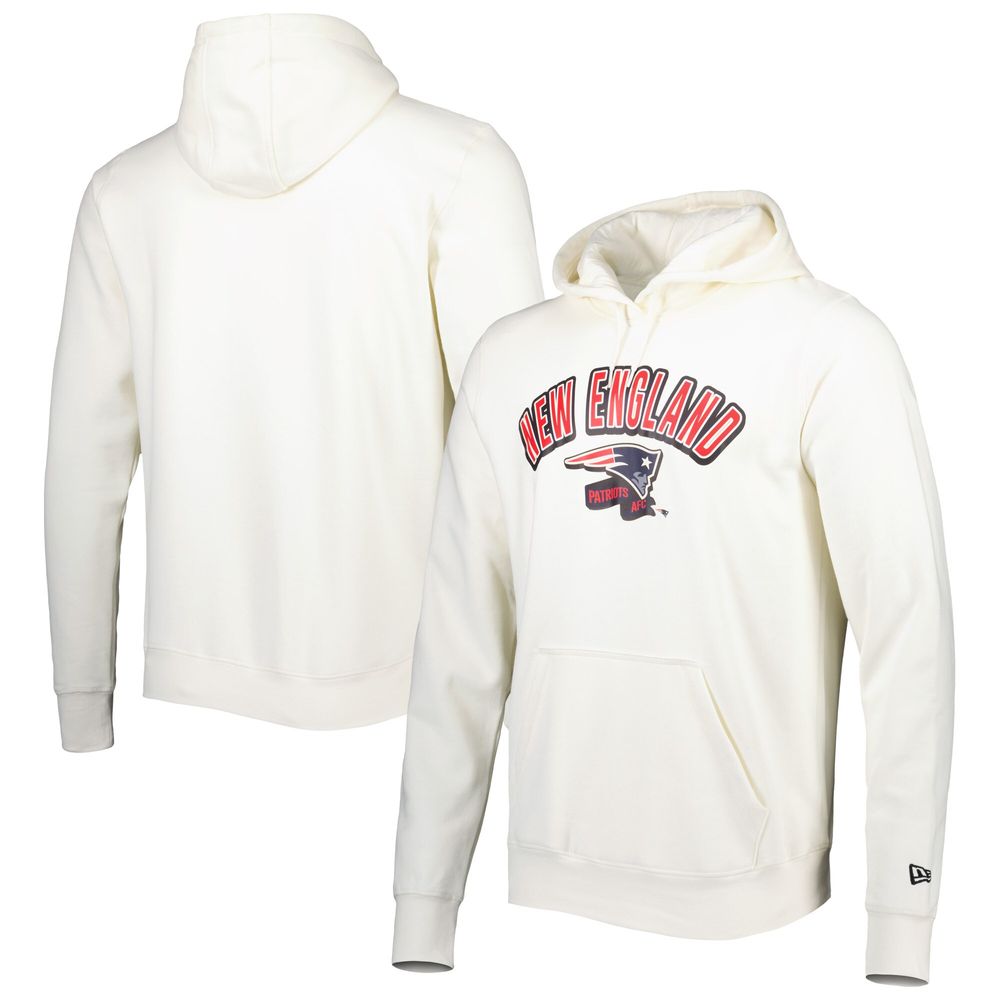 Men's New Era Cream England Patriots Sideline Chrome Pullover Hoodie