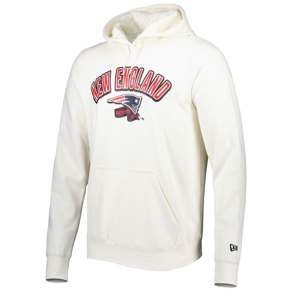 Men's New Era Cream England Patriots Sideline Chrome Pullover Hoodie