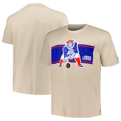 T-shirt historique Big & Tall des Patriots de la Nouvelle-Angleterre New Era crème pour homme