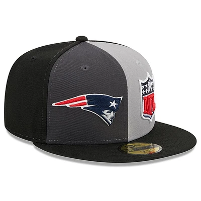 Men's New Era  Gray/Black England Patriots 2023 Sideline 59FIFTY Fitted Hat