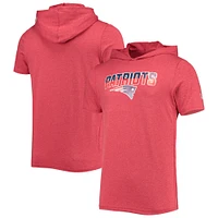 Men's New Era Heathered Red England Patriots Team Brushed Hoodie T-Shirt