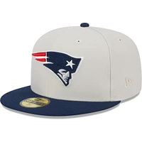 Men's New Era Khaki/Navy England Patriots Super Bowl Champions Patch 59FIFTY Fitted Hat