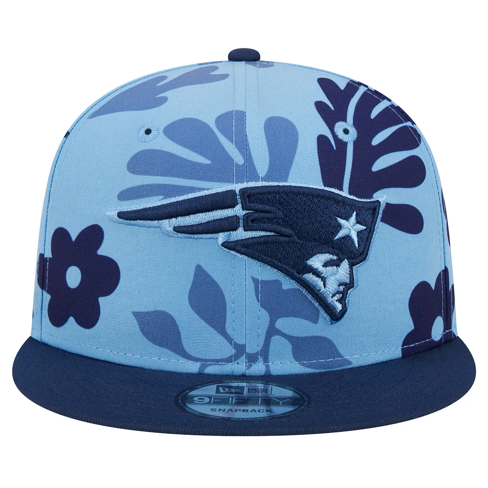 Casquette Snapback 9FIFTY bleu clair New England Patriots Leafy New Era pour hommes