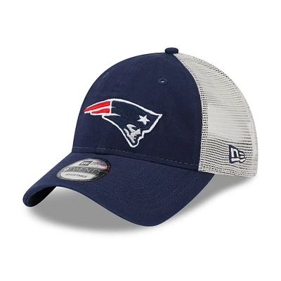 Casquette de camionneur Loyal 9TWENTY New England Patriots New Era pour hommes, bleu marine/naturel