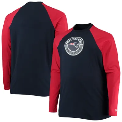New England Patriots Era Big & Tall League Raglan Long Sleeve T-Shirt - Navy/Red