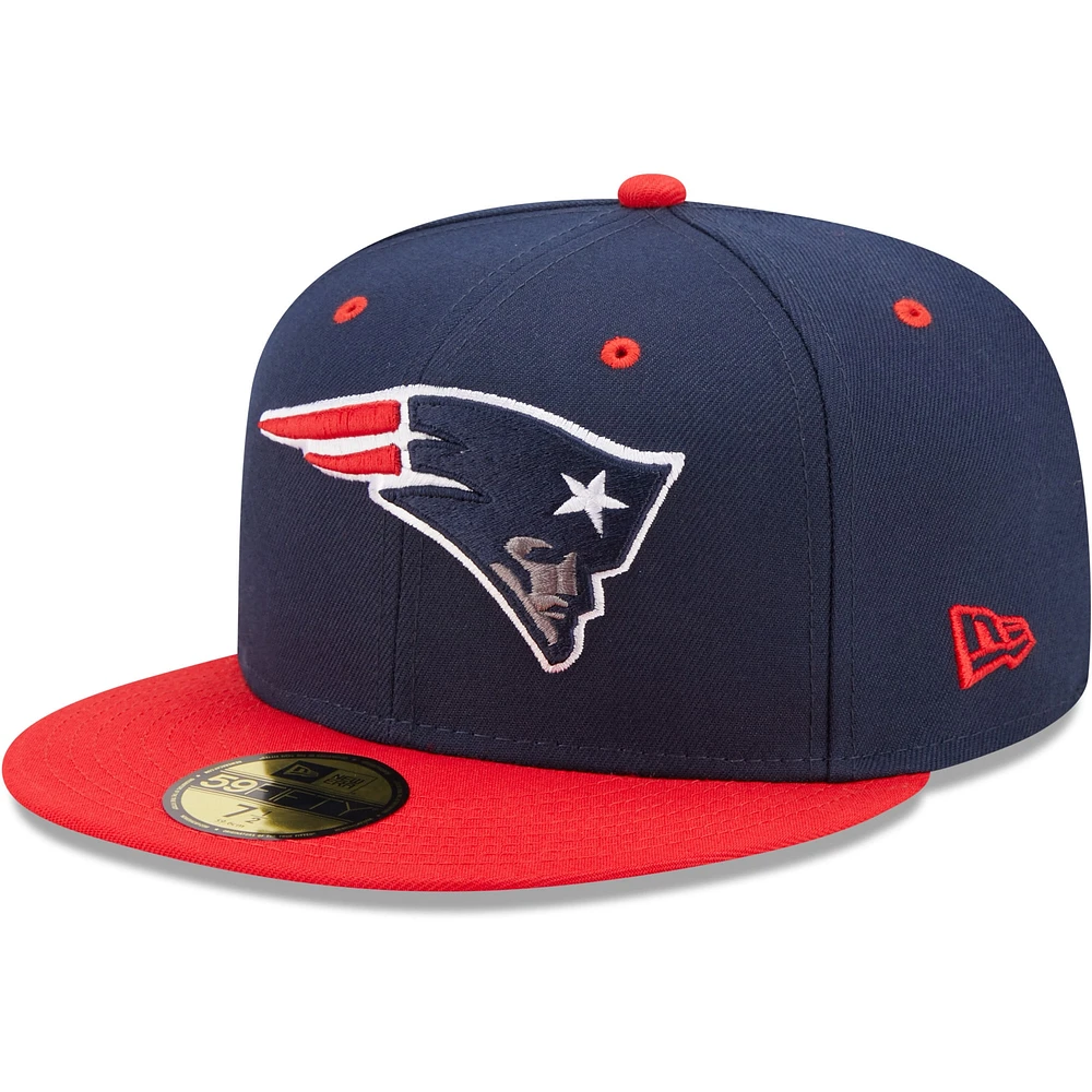 Casquette ajustée 59FIFTY 2Tone New England Patriots Flipside Era pour homme, bleu marine/rouge