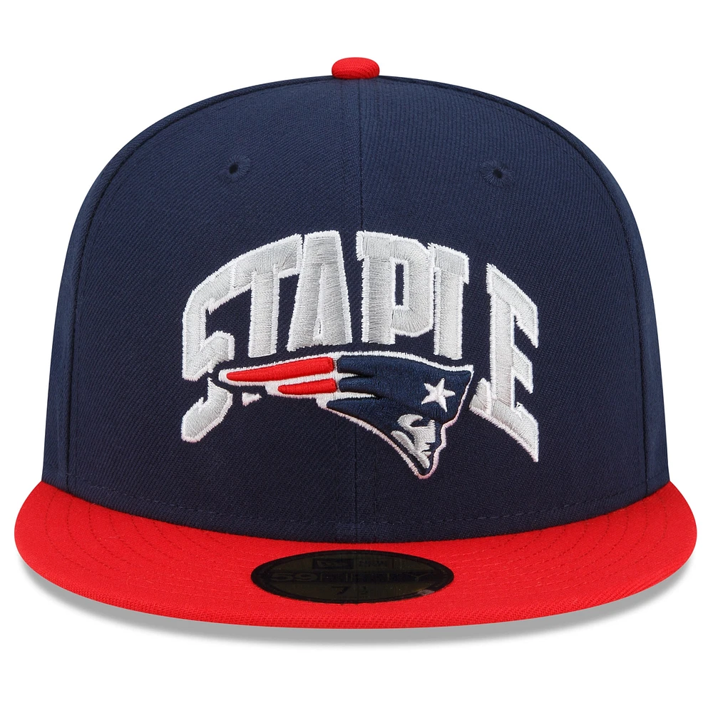 Men's New Era Navy/Red England Patriots NFL x Staple Collection 59FIFTY Fitted Hat