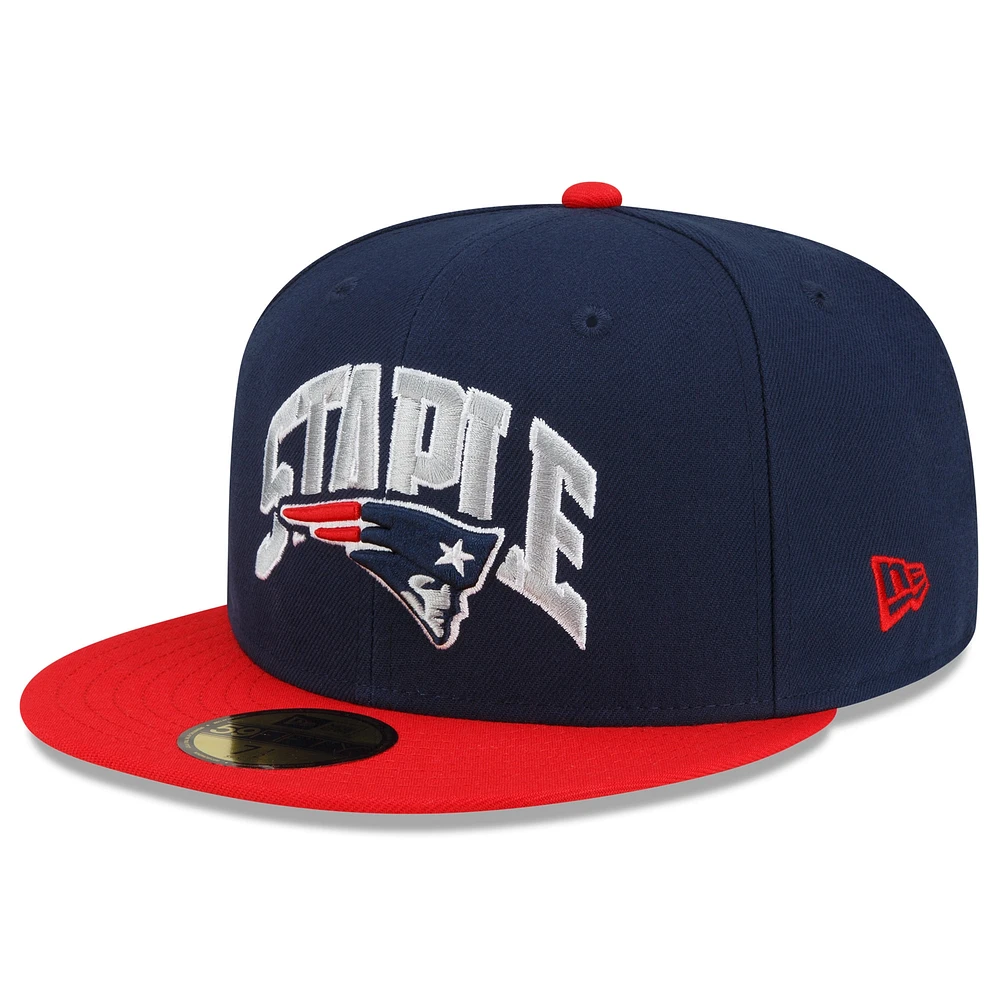 Men's New Era Navy/Red England Patriots NFL x Staple Collection 59FIFTY Fitted Hat