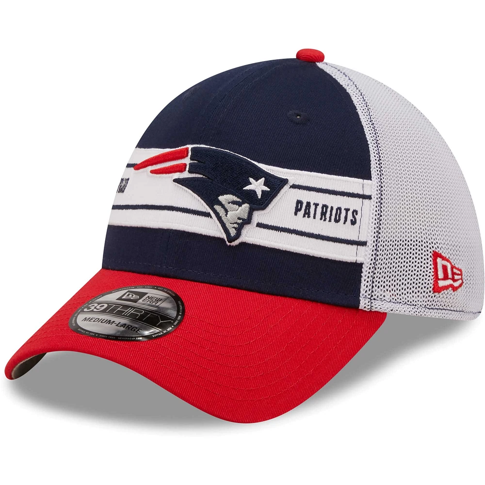 Casquette 39THIRTY à bandes New England Patriots pour homme Era bleu marine/rouge - flex