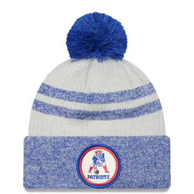 Men's Buffalo Bills New Era Royal 2022 Sideline Historic Cuffed Pom Knit Hat