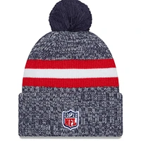 Men's New Era Navy New England Patriots 2023 Sideline Cuffed Knit Hat With Pom