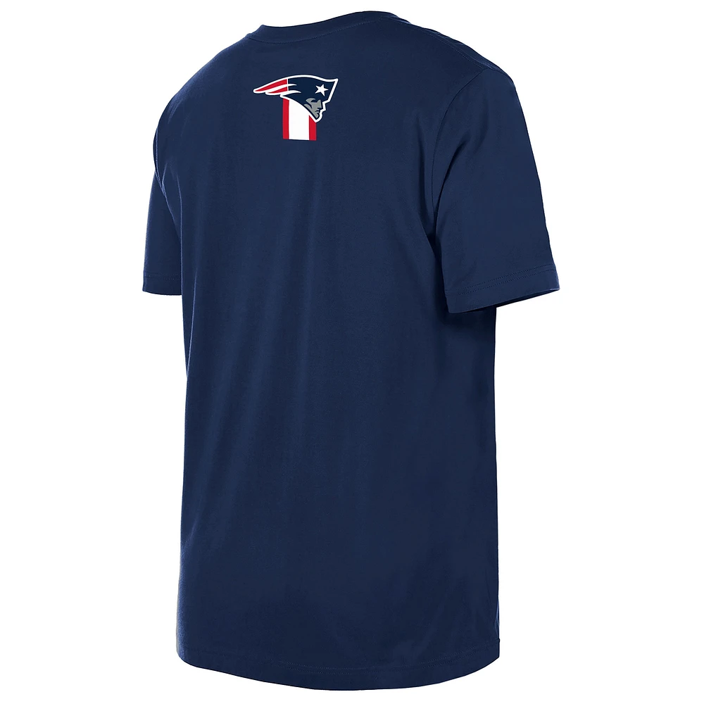 T-shirt à imprimé haute densité New Era bleu marine England Patriots 3rd Down pour homme