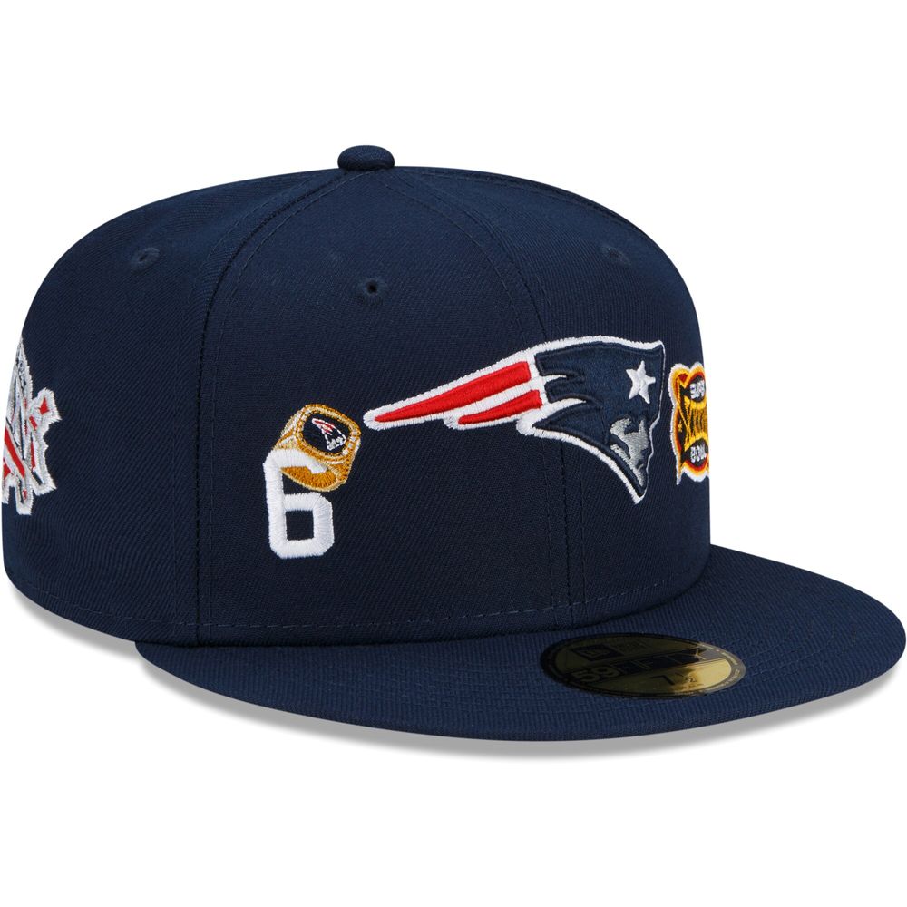 Men's New Era Navy England Patriots 6x Super Bowl Champions Count The Rings - Fitted Hat