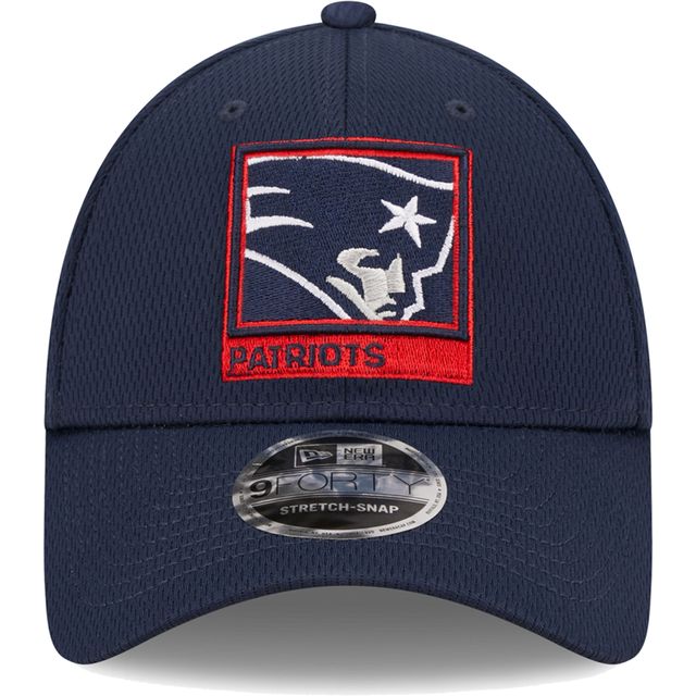 Casquette New Era New England Patriots bleu marine avec cadre en A - 9FORTY Snapback Hat