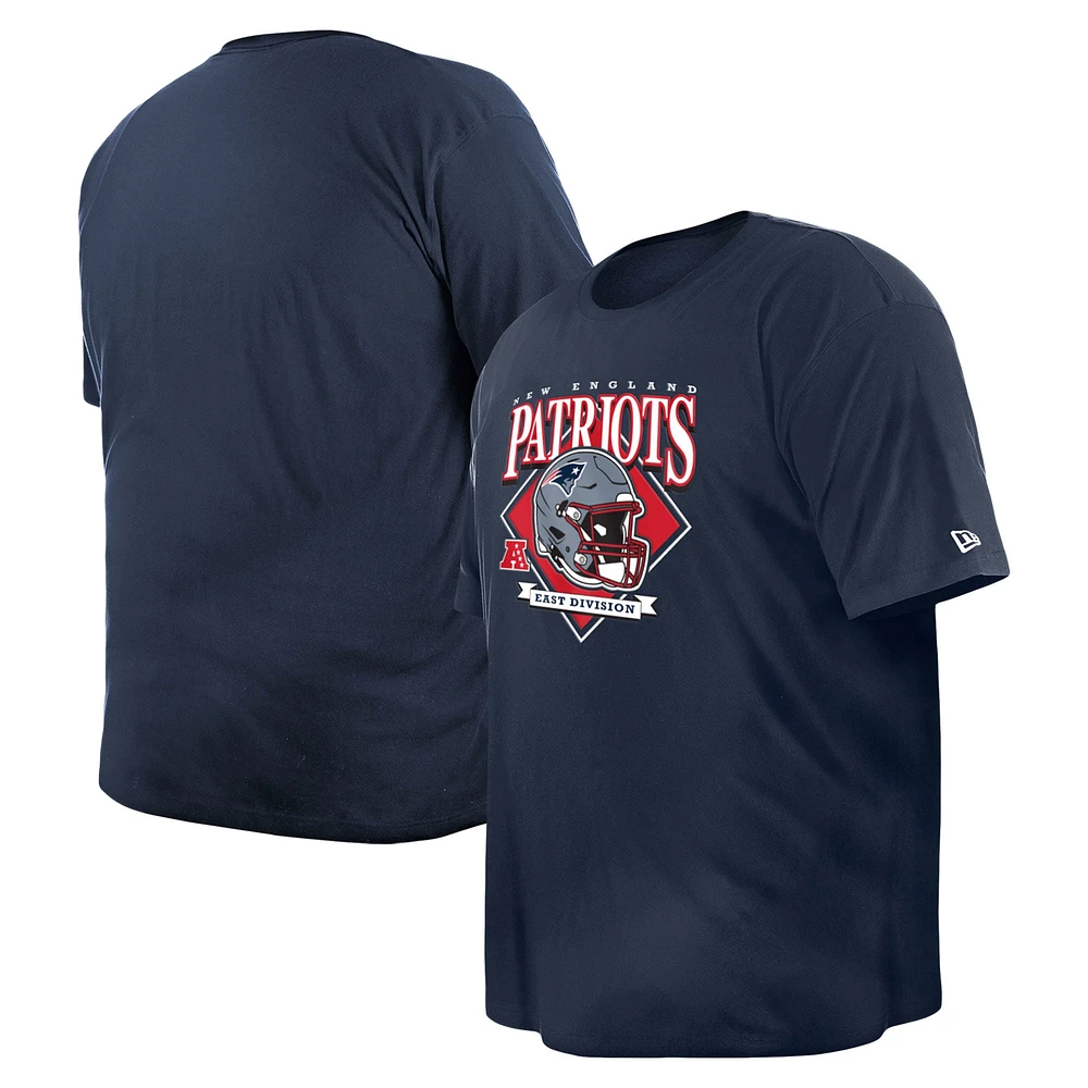 T-shirt avec casque New Era England Patriots pour hommes, grand et grand, bleu marine