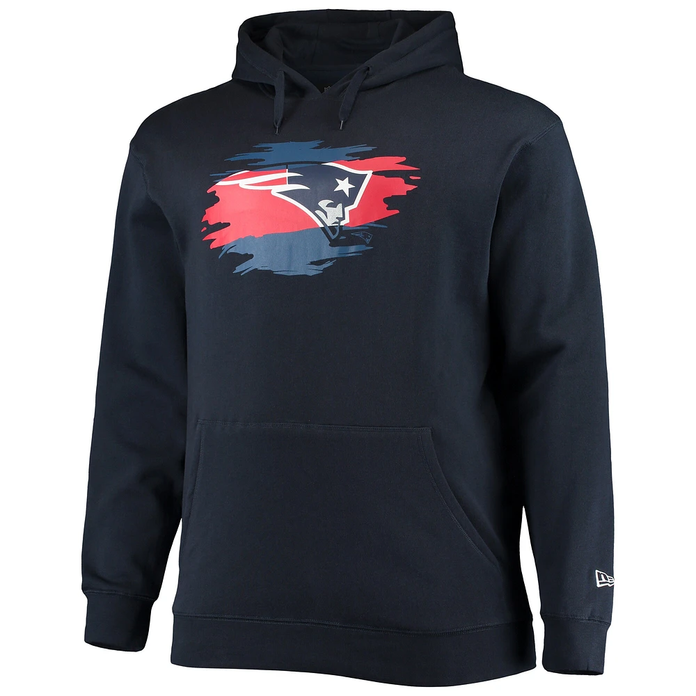 Men's New Era Navy England Patriots Big & Tall Primary Logo Pullover Hoodie