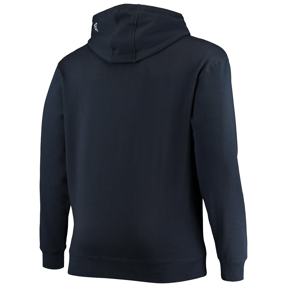 Sweat à capuche et logo principal Big & Tall des Patriots de la Nouvelle-Angleterre New Era bleu marine pour homme