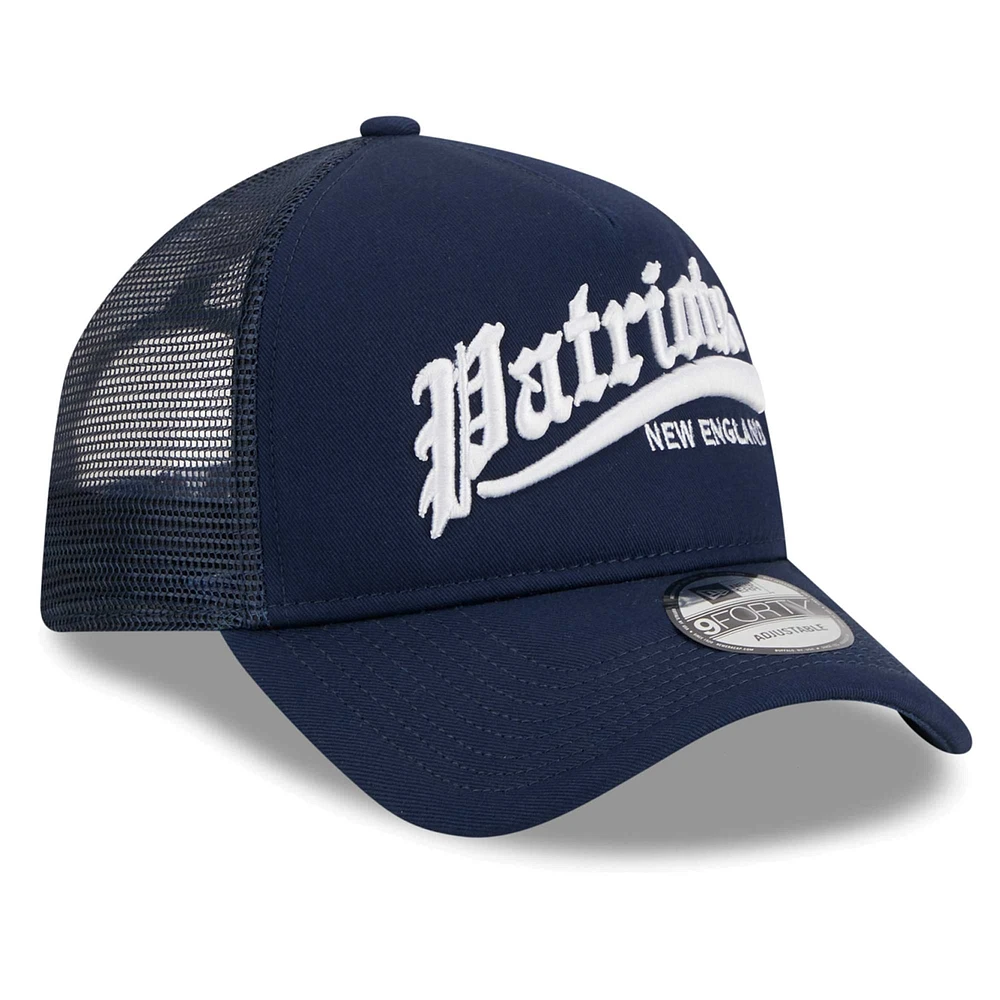 Men's New Era Navy New England Patriots Caliber Trucker 9FORTY Adjustable Hat