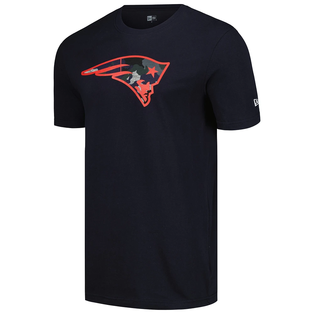 Men's New Era Navy England Patriots Camo Logo T-Shirt