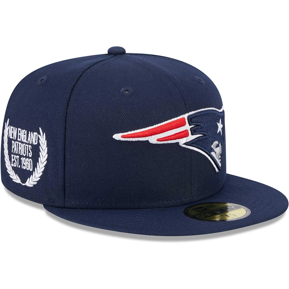 Casquette ajustée 59FIFTY camouflage New Era England Patriots pour hommes, bleu marine