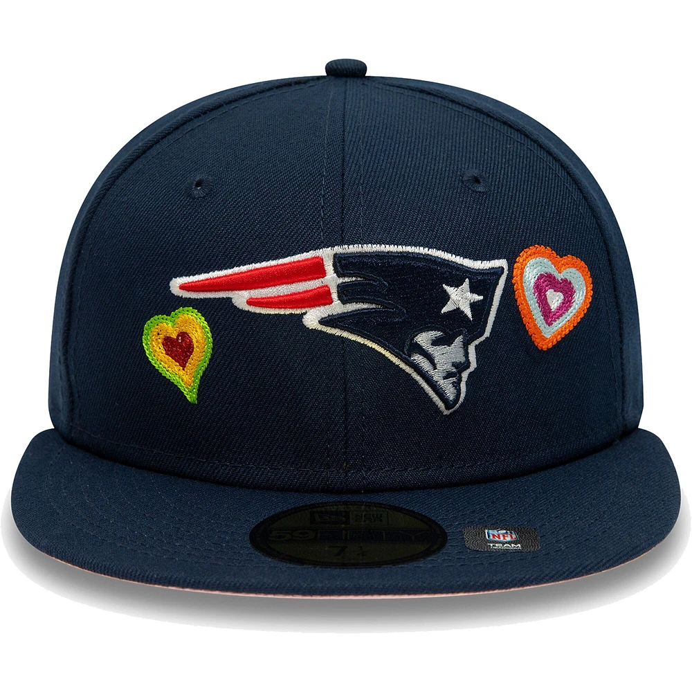 NWE PAT NAVY NFL COUTEAU DE CHAÎNE COEUR 59FIFTY HATMENHIC